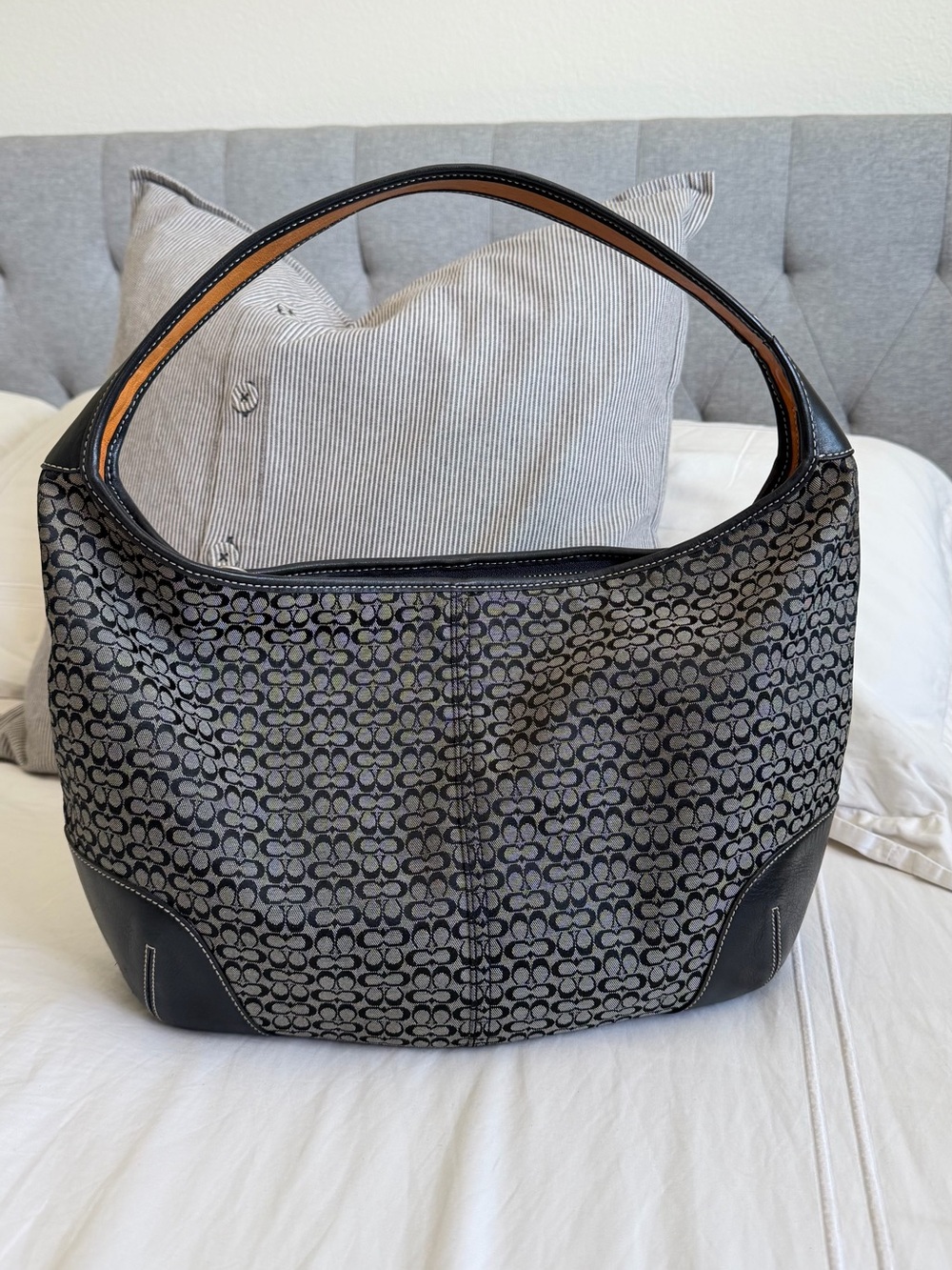 Coach Ergo Black Signature Jacquard Hobo Bag Y2K